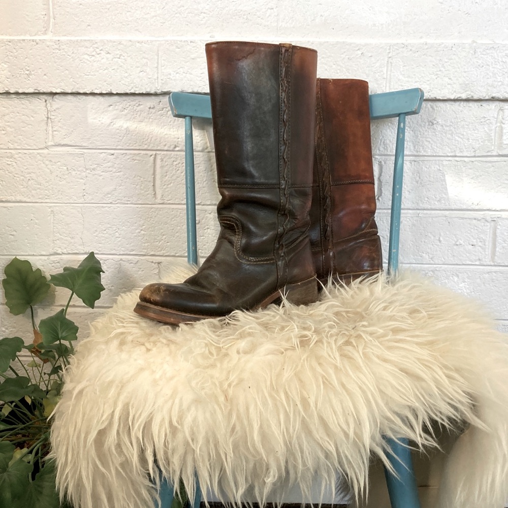 Vintage Chunky Leather Western Boots